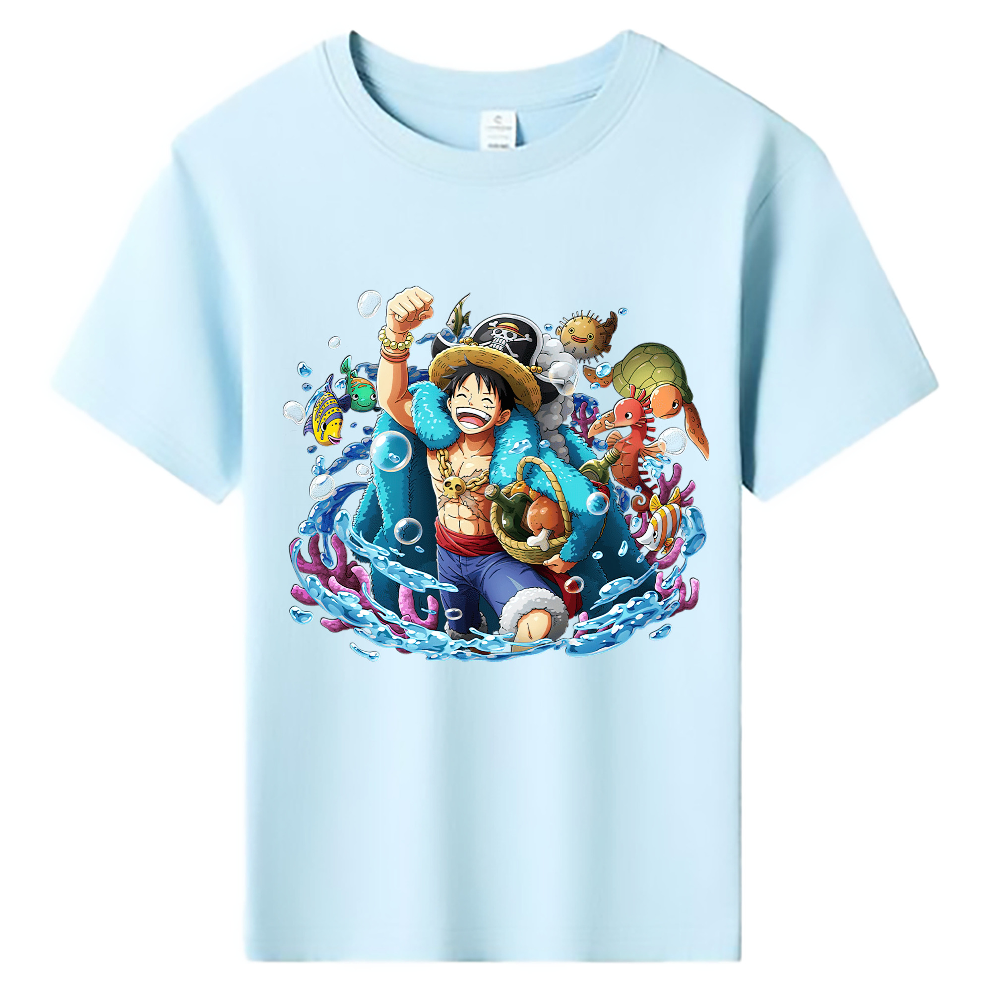 ワンピース モンキー・D・ルフィ ONE PIECE Monkey D. Luffy 綿100％キッズTシャツ（フロントプリント）